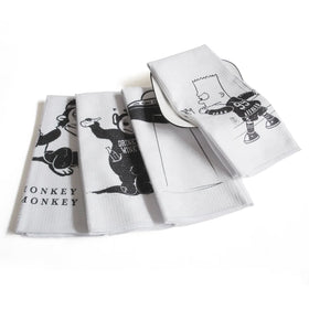 Super Soft Funny White Kitchen Towels and Dishcloths Set Polyester Daily Microfiber Waffle Weave Dish Towel