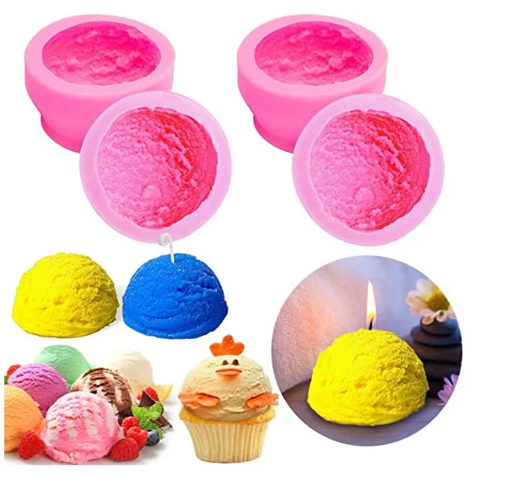 HY 3D Ice Cream Ball Shape Silicone Mold Semi Sphere Mold For Cookie Pastry Cake Decoration DIY Clay Soap Candle Making