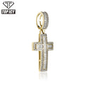 New Design Zircon baguette Cross Pendant Thick Brass Gold Plated Pendant Iced Out Jesus Cross Necklace Jewelry