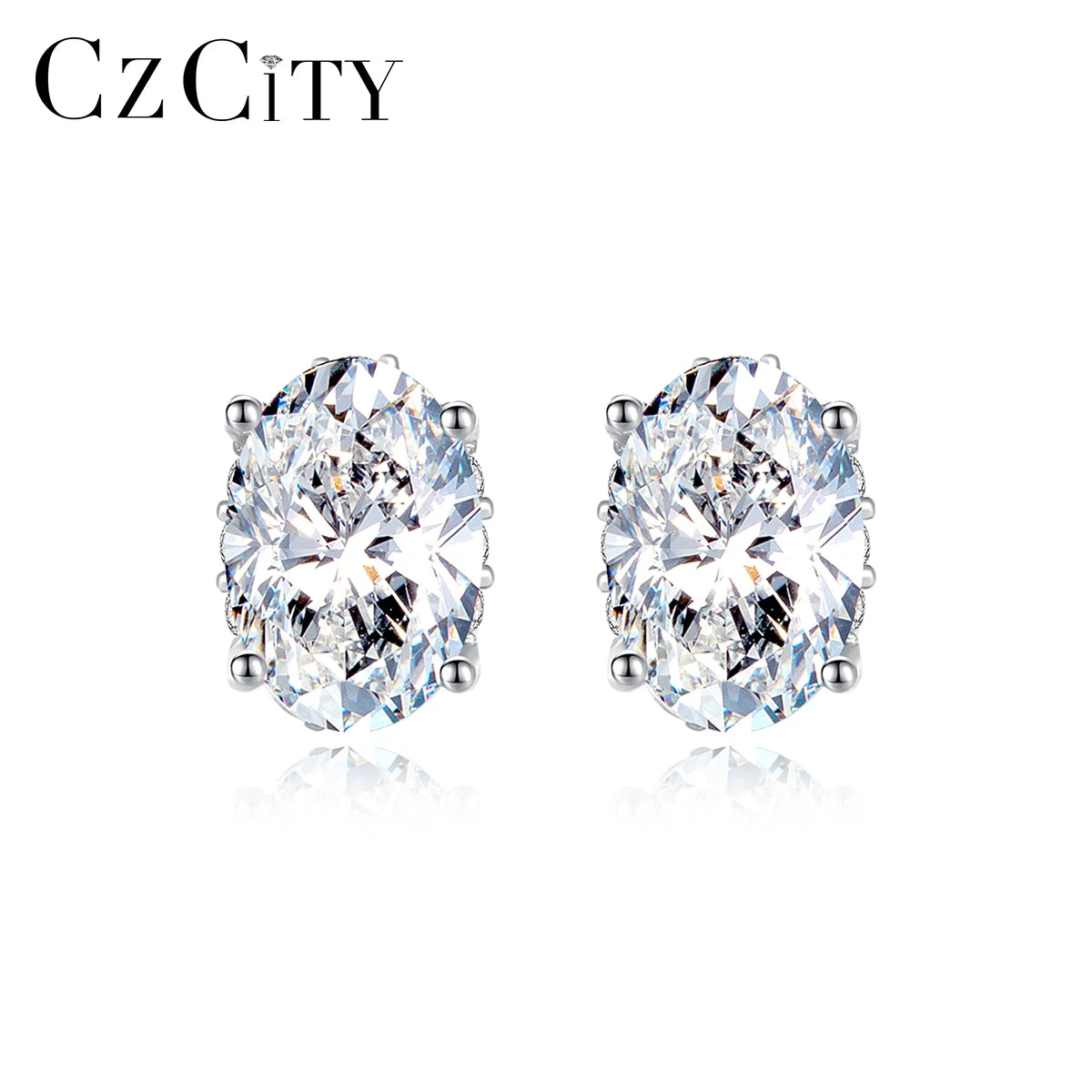 CZCITY Simple Earring Luxury Diamond Trendy Women 925 Silver Charm Statement 2026 Lab Moissanite Oval Earings