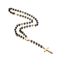 Fashion Trending Gold Plated Silicone Beaded Necklace Catholic Religious Cross Charm Tarnish Free Jewelry