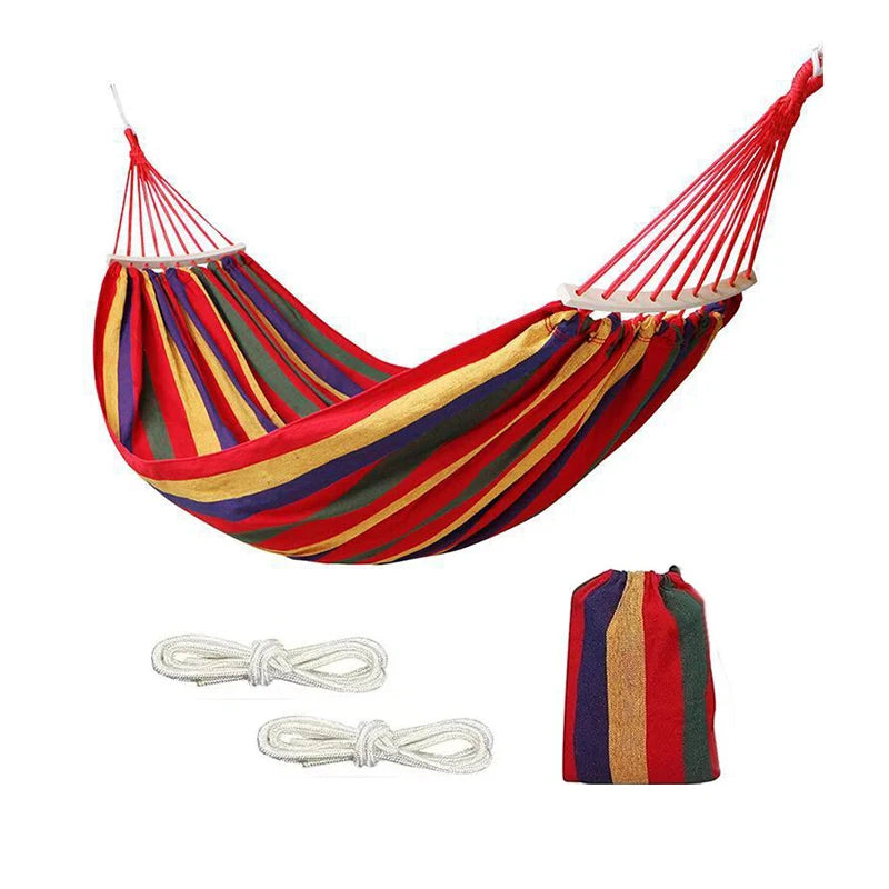Comfortable Cotton Fabric Canvas Striped Patio Yard Garden Thickened Hanging Parachute Hammock