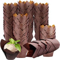 Tulip 100pcs Rustic Cupcake Wrapper Brown White Nature Color Muffin Liners Paper Cake Cups with PVC Box Packaging Cake Tools