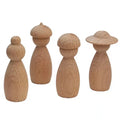 Unfinished Wooden Male Peg Dolls with Mushroom Pattern and Bead Decoration New Design DIY Toys for Kids Button Style Shank