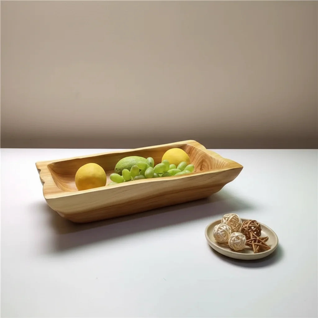 High-End Original Eco-Friendly Solid Wood Rectangle Fruit Plate Luxury Tray Home Snacks Quality Dishes Dry Storage Parties Plant