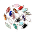Natural Stone Connector Pendant Agate Quartz Oval Shape Faceted Charms for Jewelry Making Necklace Bracelet Accessories