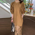 Boutique Wholesale 2026 Summer French Style Hollowed Lace Loose Casual Small Crowd Lazy Style Coffee Color Women's Dress