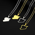 Stainless Steel Silver 18K Gold Plated Enameled Syrian Arab Republic Enamel Syria National Flag Map Pendant Chain Necklace