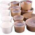100% Eco-friendly Kraft White Disposable Paper Soup Cups Tubs Paper Salad Bowl with Paper Lids
