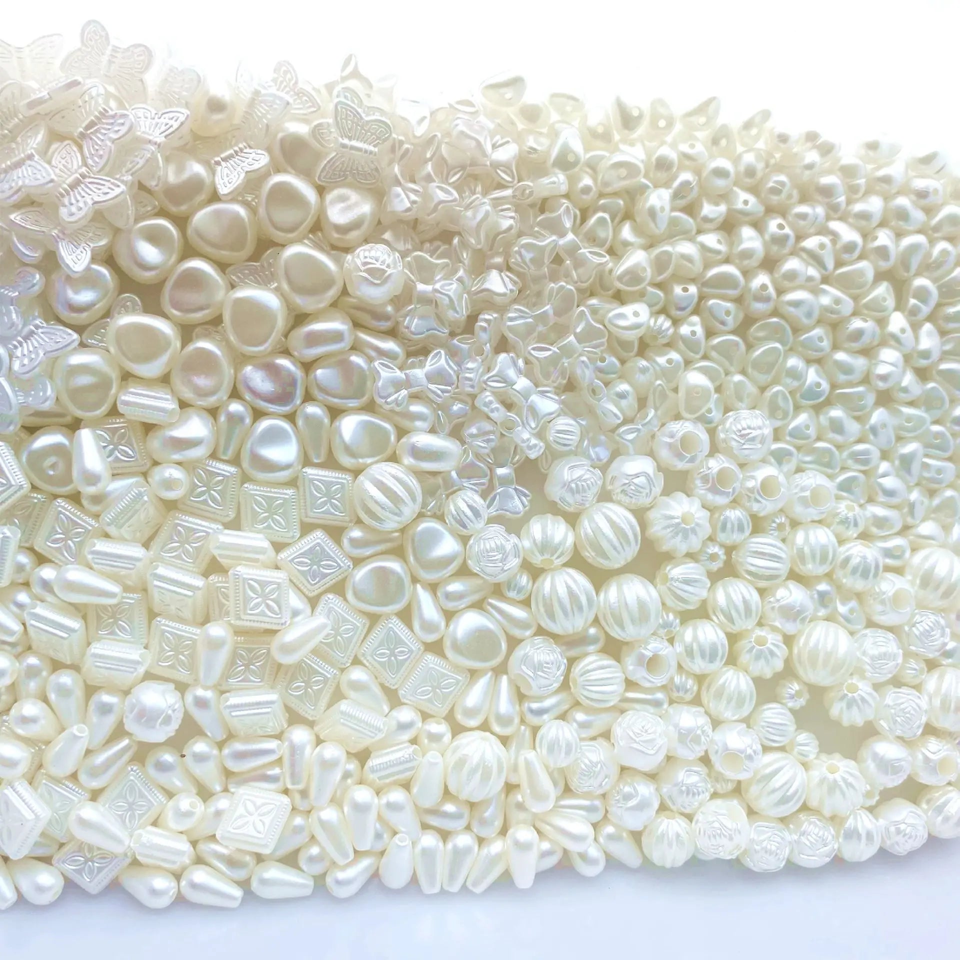 JC Wholesale 500 Grams Per Bag Fancy Shapes Acrylic White Baroque Pearl Beads for Jewelry Making