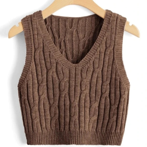 New Fashion Sleeveless Pure Color Vest Sweater Women Knit Vest Sweater V-neck Sweater