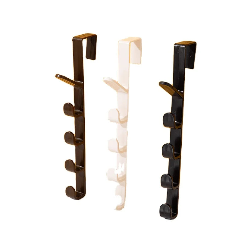 5-Segment Plastic Non-Marking Rag Hanging Towel Rack Holder Organizer Kitchen Wall Adhesive Hooks & Rails