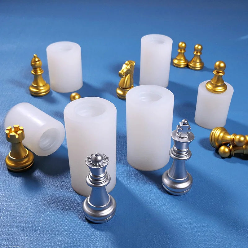 Chess Silica Gel Eco-Friendly Mold DIY Candle and Chocolate Baking 6 Piece Set Chessboard