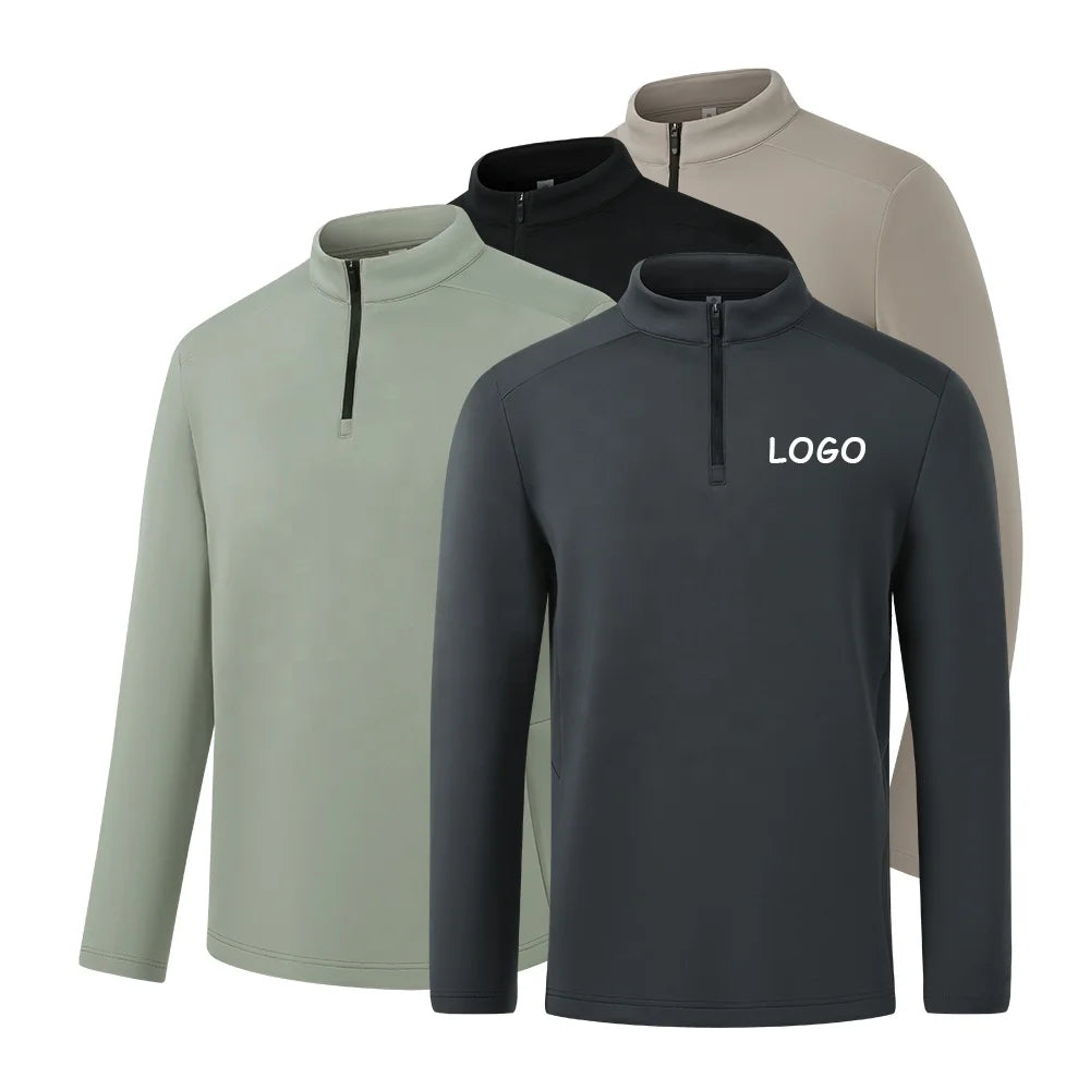 High Quality Print Half Zip Hoodies Performance Men's Long Sleeve Sportswear Sweater Golf Jersey High Neck 1/4 Zip Pullover