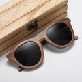 Unisex Round Retro Wood With Metal Sheet Sunglasses Handmade Bamboo Polarized Walnut Wooden Uv Sun Glasses