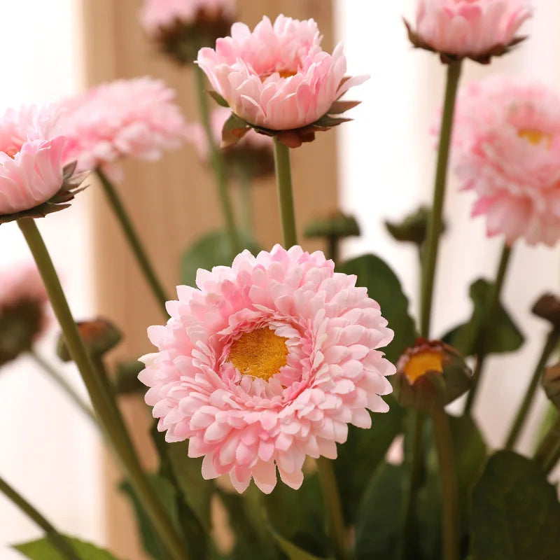 L886 Decorative Flowers Wedding Home Decor pink Artificial Marigold Silk Flower Artificial Calendula Officinalis Flowers