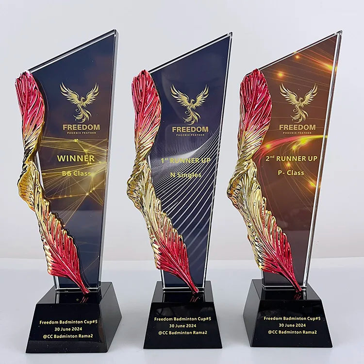 Full Color Printing with Feather Optical Crystal Glass Trophy MH-NJ0406
