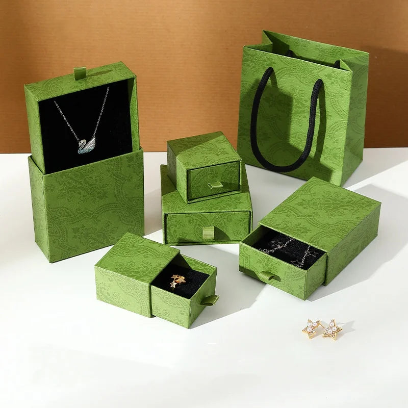 New Retro Green Jewelry Package Necklace Bracelet Storage Drawer Jewelry Box for Jewelry Store