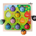 Montessori Digital Cognitive Wooden Counting Ladybug Toy Math Toys for Learning Numbers