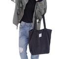 15Year Factory Simple Style Custom Logo Soft Folding Orange/Custom Cartoon Outdoor Corduroy Zipper Closure Tote Bag