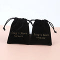8*10cm Fashion Velvet Suede Jewelry Container Custom Logo Printed Drawstring Pouch Cute Green Gift Packaging