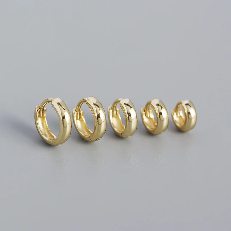 Fashion Minimalist Earrings 925 Sterling Silver Gold Plated Hoop Earrings in Different Size 5mm/6mm/7mm/8mm/9mm Earrings Women