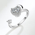 Wholesale Zircon Rotatable Heart Fidget Anxiety Ring for Women Anti Stress Jewelry Rotating Windmill Opening Ring