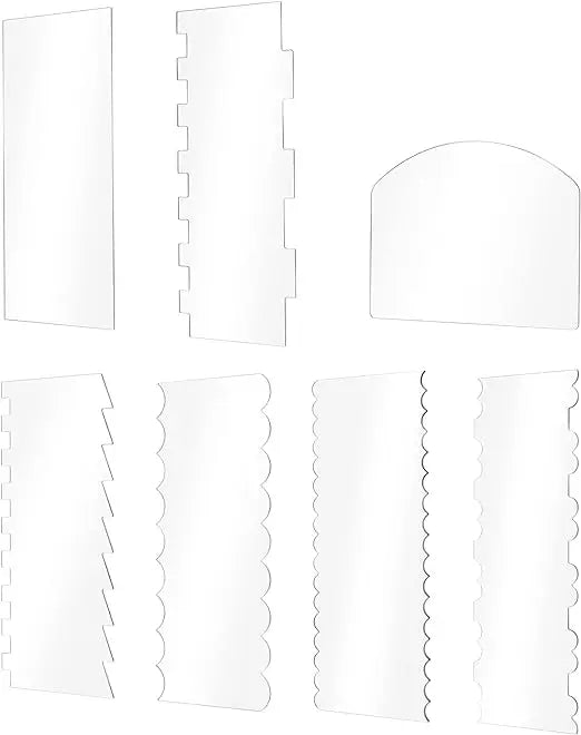 Large Clear Acrylic Cake Scraper Set Cake Stripes Edge Contour Comb Pastry Cutter for Mousse Butter Cream Cake Decoration