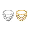 Right Grand ASTM F136 Titanium 16G Triple Chained Hinged Segment Helix Conch Hoop Ring Faceted Cut Septem Clicker Body Jewelry