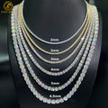 Pass Diamond Tester Sparkle D VVS Moissanite Diamond 925 Silver Iced Out 3MM Moissanite Tennis Chain Unisex Bracelet Necklace