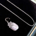 Universal Button Snowflake Block Baroque Pearl Pendant Necklace with Crystal Fried Dough Twists Chain Real Pearl Necklace