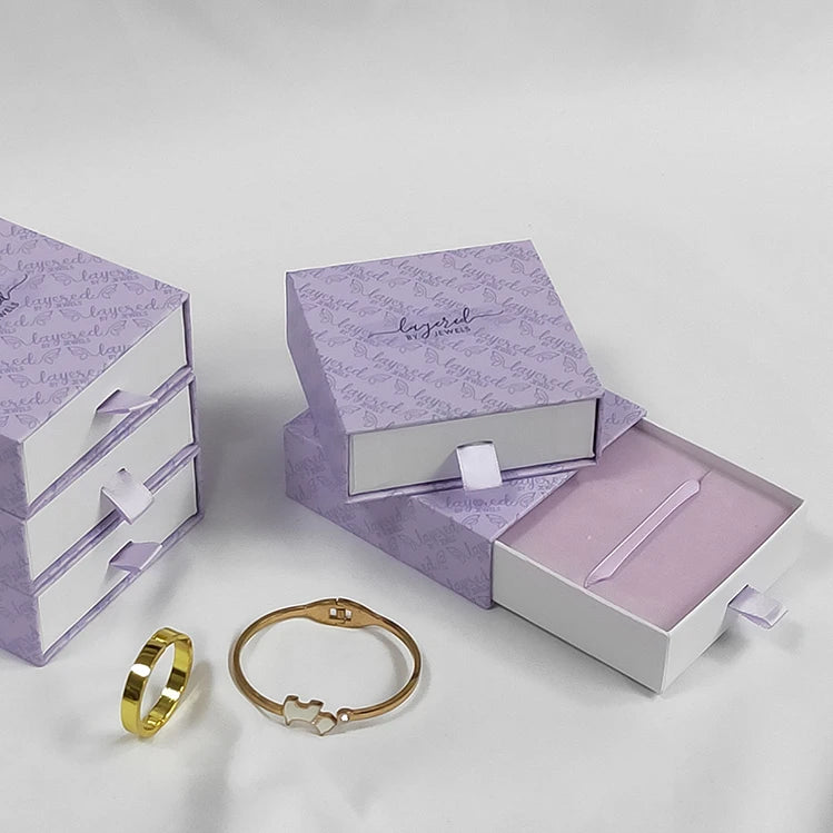 Custom Logo Recyclable Handmade Slide Gift Box Packing for Jewellery Earring Necklace Bracelet Rings Paper Jewelry Drawer Box