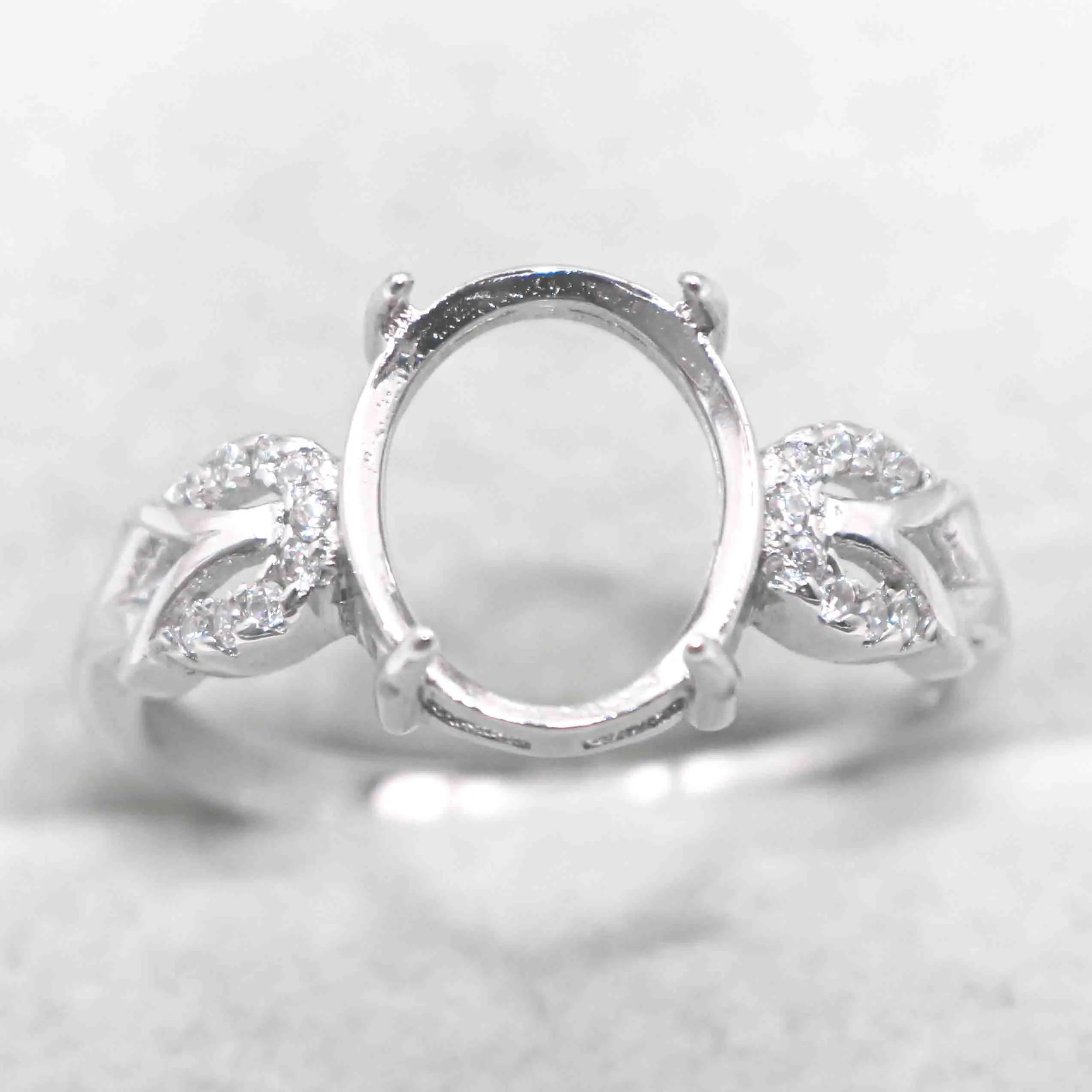 Sterling Silver 9*11mm Semi Mount Ring Empty Frame Blank Support Claws Setting S925 Base Holder Without Center Stone for Inlay