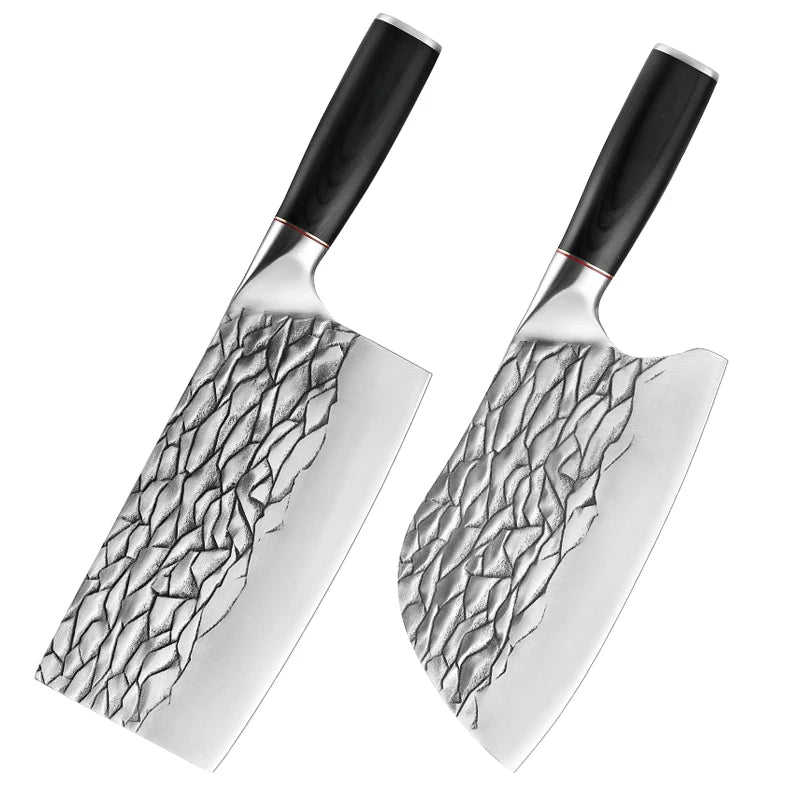 7.5 Inch Chinese Cleaver Knife Pakkawood Handle Carbon Steel Eco-Friendly Kitchen Chopping Slicing Knife