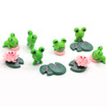 Kawaii 3D Miniature Resin Frog Flatback Lotus Flowers and Leaves Home Garden Decoration