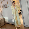ZYHT 5299 Two Piece Pants Set Outfit Notched Neck Long Sleeve Blazer Wide Leg 2 Piece Office Suit Pants Set