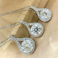 Fashion Jewelry Moissanite Pendant Necklace 925 Sterling Silver Waterdrop Design Custom 1 2 3 4 5CT Moissanite Diamond Charms