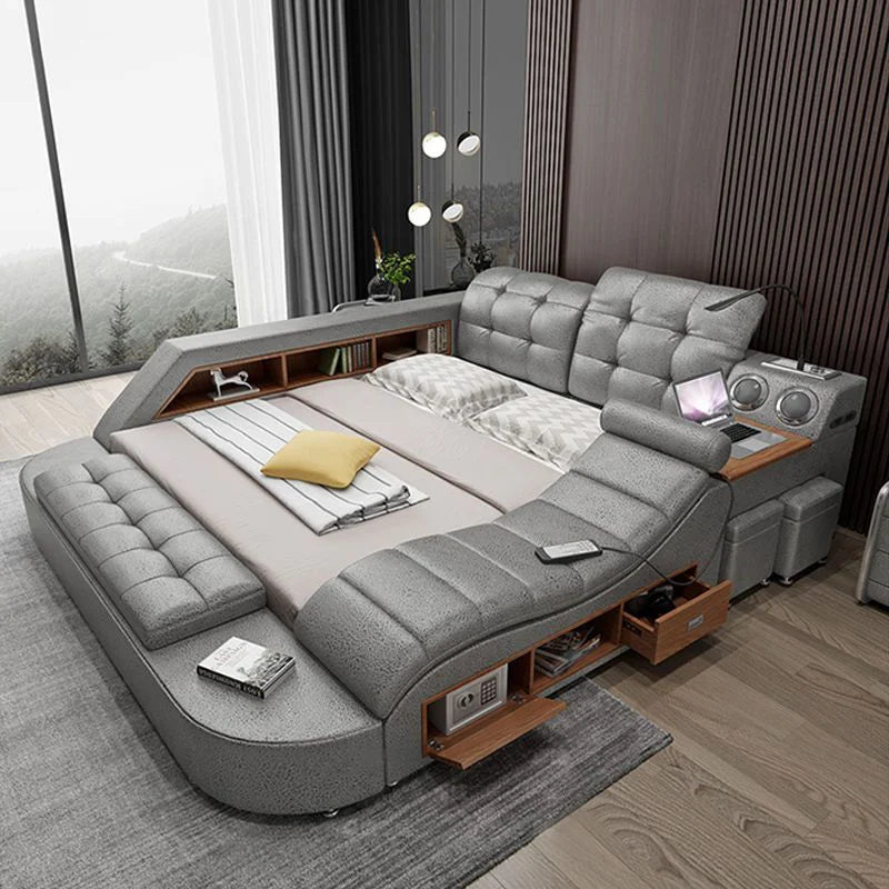 Tatami Smart Bed Multifunctional Combination Customized Massage Soft Bed Leather Bed Bedroom Furniture