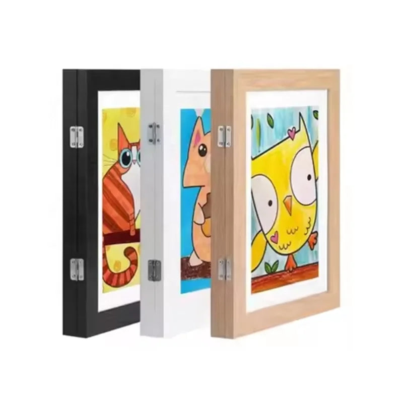 Kids A4 Artwork Photo Frames Changeable Art Frames 8x10 Wooden Storage Frames Display for Art Wall Decor