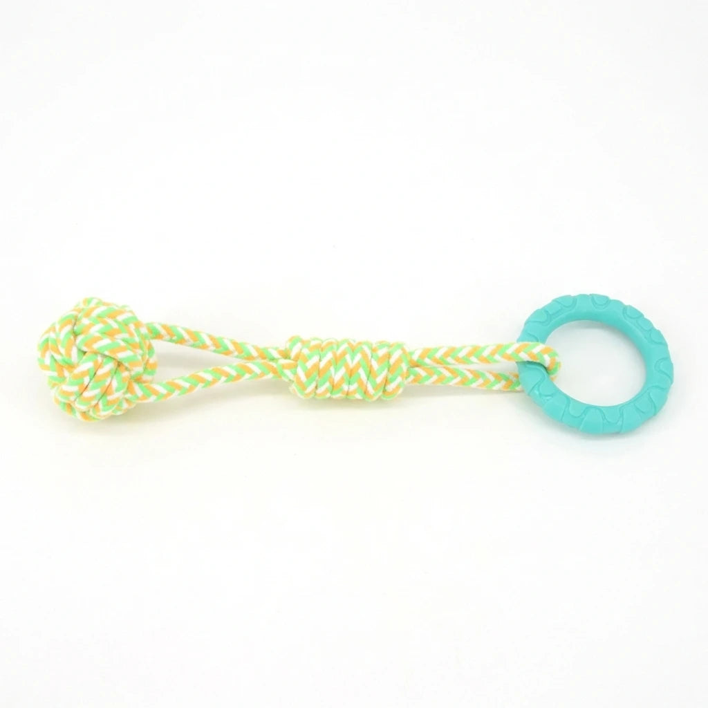 Factory Supply TPR Chew Ring and Rope Tug Dog Toy Durable Interactive Puppy Teething Chew Aggressive Chewers