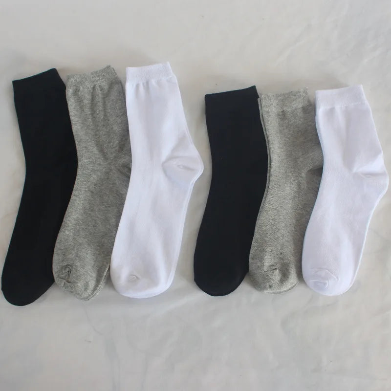 European American Mid-Tube Cotton Socks Solid Color Plus Size Unisex Dress Casual Socks with Anti-Bacterial Feature Logo on Body