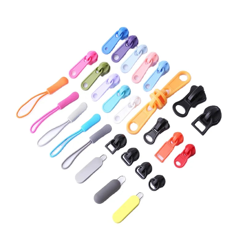 Custom logo Soft Pvc Zipper Slider Tpu Rubber Rope Pull Zipper Silicone Zip Pullers