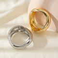 Glossy Chunky Wide Hinged Cuff Bangle Gold Silver Polished Spring Open Bracelet Minimalist Bold Statement Women Jewelry
