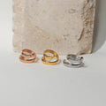Chris April Fashion Jewelry PVD Gold Plated 316L Stainless Steel Three Color Water Proof Snake Belt Shape Rings