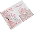 Hot Sale Gold Luxury Butterfly Rose Laser Cut Glitter Quinceanera Invitations Quinceanera Invitaciones
