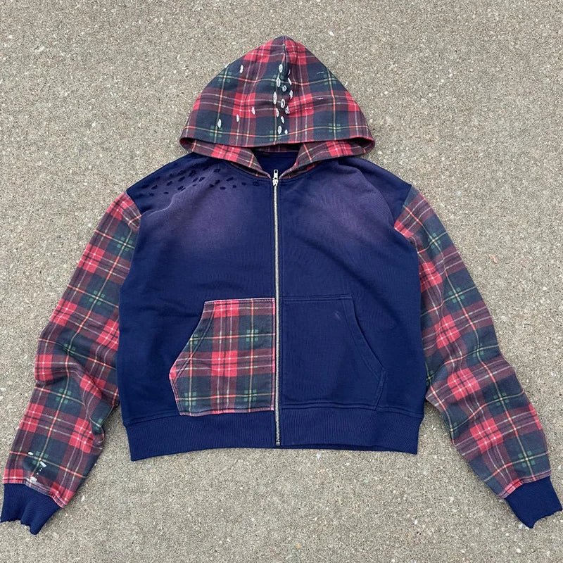 Clothing Manufacturers Custom Hoodies 500gsm Acid Washed Hoodie Manufacturer Custom logo Mens Acid Wash Zip up Hoodie