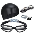 Waterproof Swimming Goggles With Ear Plug and Caps Sets No Leaking Anti Fog UV Protection Safety Glasses Swim Cap for Adults