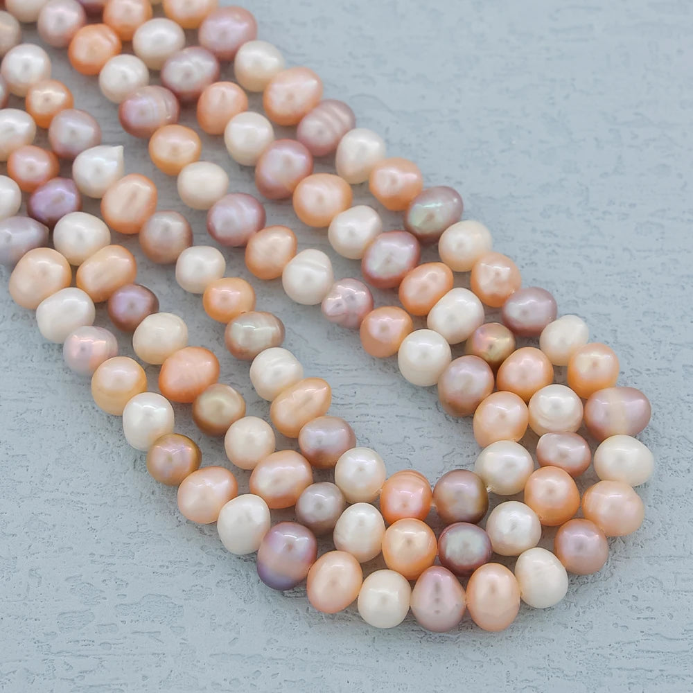 Manufacturer Wholesale Cultured Real Pearls 7-8mm Colorful Natural Freshwater Pearl String for Jewelry Making
