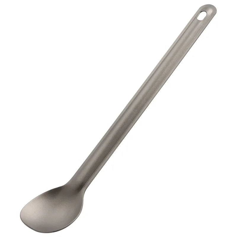 Premium Ultralight Titanium 217mm Long Handle Spoon for Outdoor Camping Hiking BBQ
