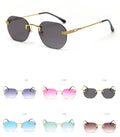 Retro Color Rimless Sunglasses Women Small Frame Hip Hop Narrow Frame Rimless Sunglasses Metal Stylish Sunglasses for Man